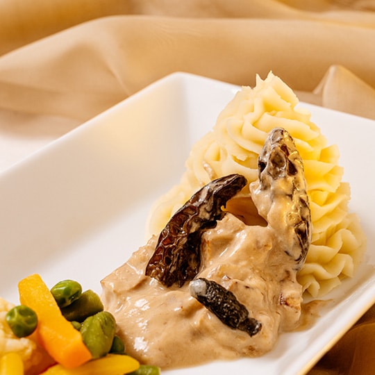 Reichtum der Aromen: Kartoffelstock mit Morchel-Cognac-Sauce für die FDP