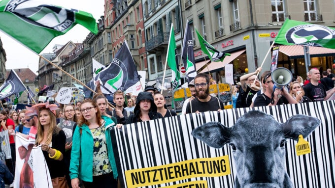 500 Leute fordern die Abschaffung der Nutztierhaltung