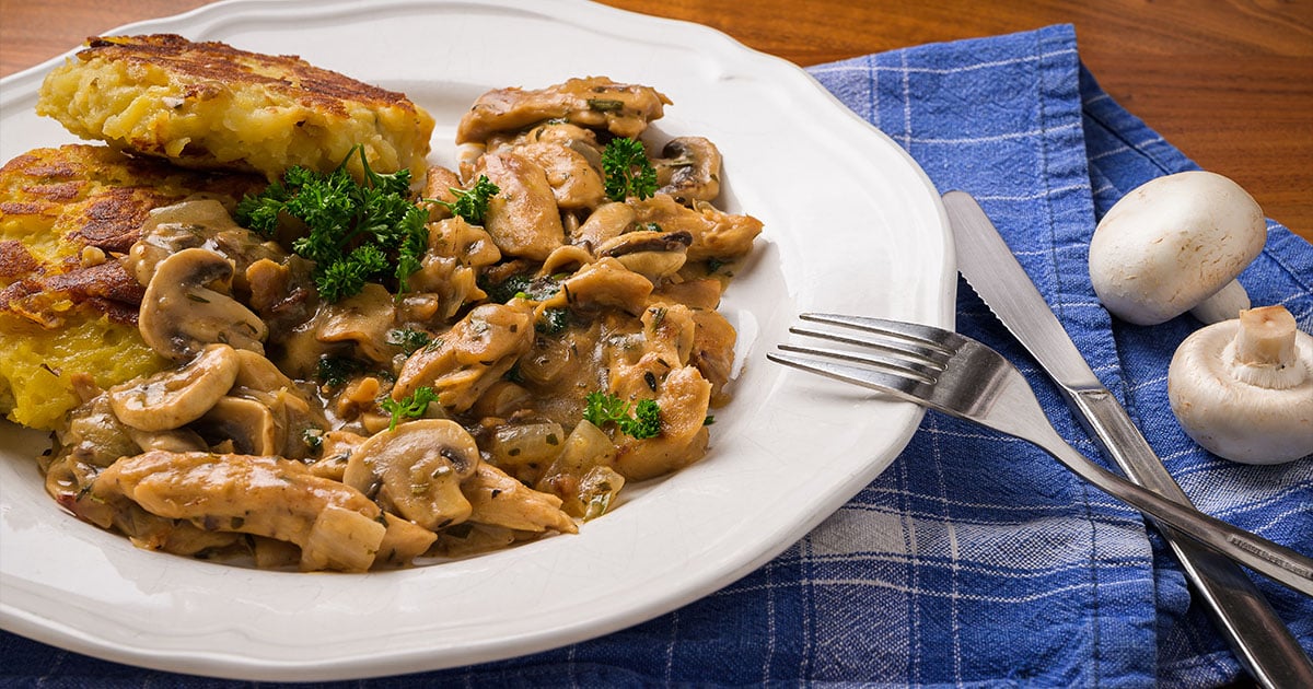 Schweizer Rösti mit Pilzragout